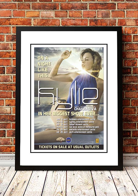 Posters, Paintings & Prints: Kylie Minogue ‘On A Night Like This’ Australian Tour Poster 2001 - Framed A4