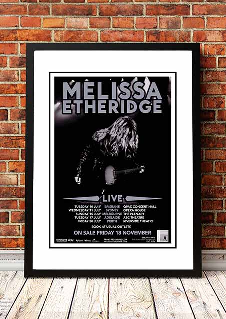 Posters, Paintings & Prints: Melissa Etheridge ‘The Road Less Travelled’ Australian Tour Poster 2012 - Framed A3