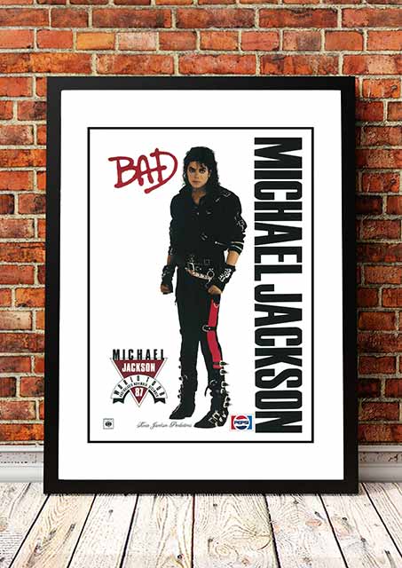Posters, Paintings & Prints: Michael Jackson ‘Bad’ Australian Tour Poster 1987 - Framed A4