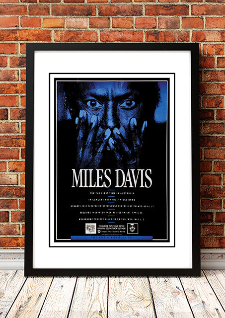 Posters, Paintings & Prints: Miles Davis ‘Australian Tour’ Poster 1988 - Framed A4