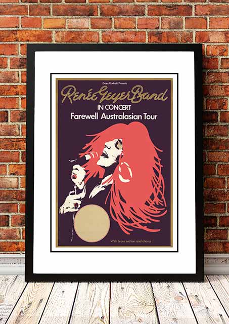 Posters, Paintings & Prints: Renee Geyer ‘Farewell Australasia' Tour Poster 1976 - Framed A4