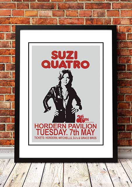 Posters, Paintings & Prints: Suzi Quatro ‘Horden Pavilion’ Sydney, Australia Concert Poster 1974 - Framed A4