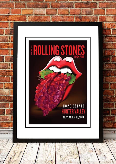 Posters, Paintings & Prints: The Rolling Stones 'Hunter Valley'  Australia Concert Poster 2014 - Framed A2