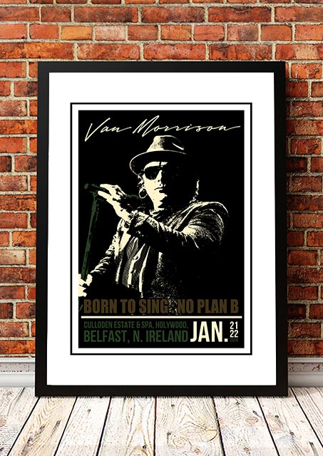 Posters, Paintings & Prints: Van Morrison ‘Holywood’ Belfast, UK Concert Poster 2014 - Framed A4