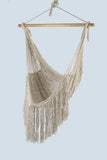 Hammocks & Accessories: Fringed Cotton Rope Mexican Hammock Swing from Mexico in Ivory