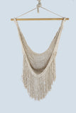 Hammocks & Accessories: Fringed Cotton Rope Mexican Hammock Swing from Mexico in Ivory