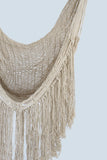 Hammocks & Accessories: Fringed Cotton Rope Mexican Hammock Swing from Mexico in Ivory