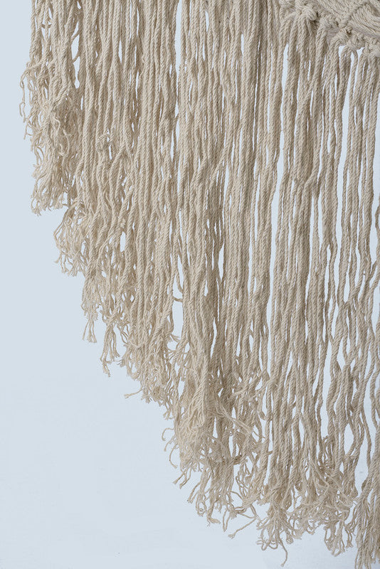 Hammocks & Accessories: Fringed Cotton Rope Mexican Hammock Swing from Mexico in Ivory