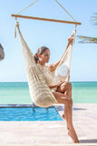 Hammocks & Accessories: Mayan Legacy Extra Large Outdoor Cotton Mexican Hammock Chair in Cream Colour