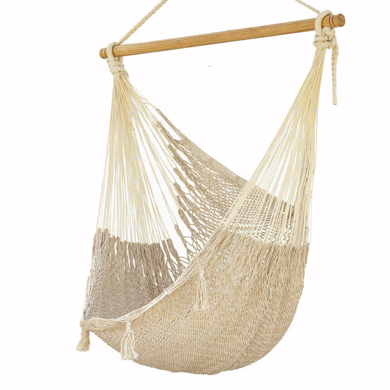 Hammocks & Accessories: Mayan Legacy Extra Large Outdoor Cotton Mexican Hammock Chair in Cream Colour