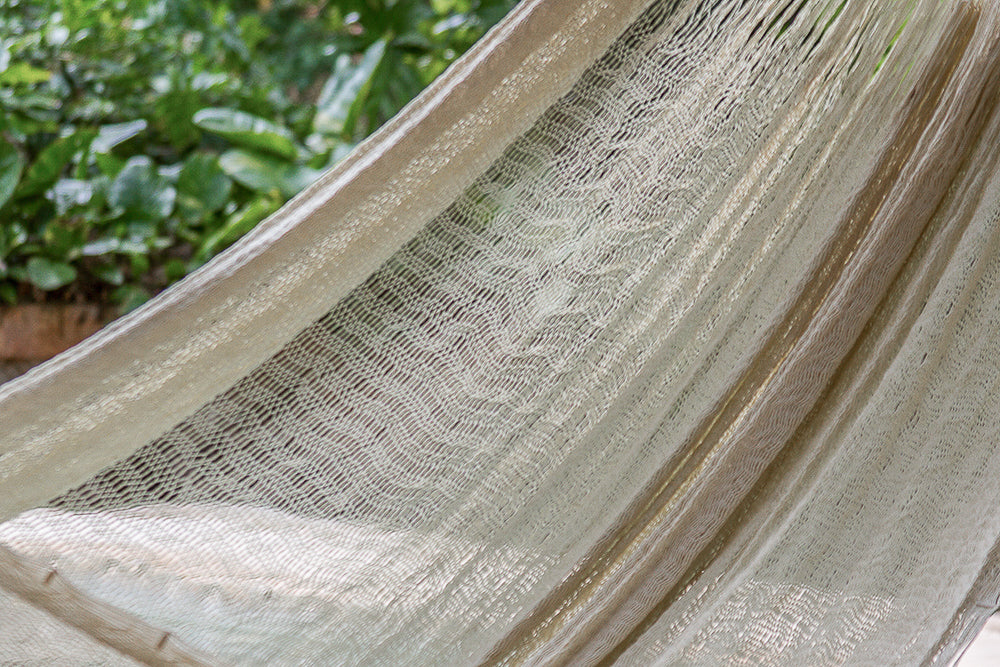 Hammocks & Accessories: Mayan Legacy Queen Size Super Nylon Mexican Hammock in Cream Colour