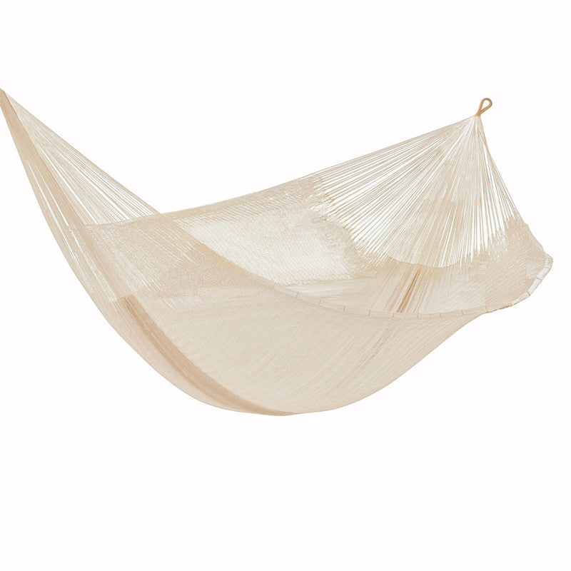 Hammocks & Accessories: Mayan Legacy Queen Size Super Nylon Mexican Hammock in Cream Colour