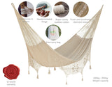 Hammocks & Accessories: Outdoor undercover cotton Mayan Legacy hammock with hand crocheted tassels Queen Size Marble Colour