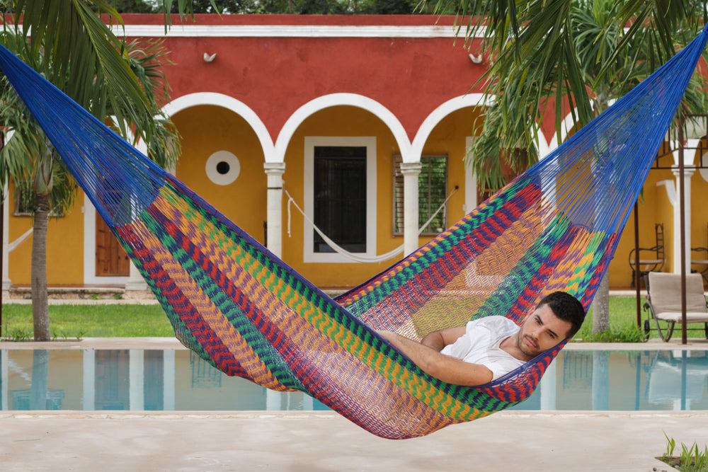 Hammocks & Accessories: Outdoor undercover cotton Mayan Legacy hammock King size Mexicana