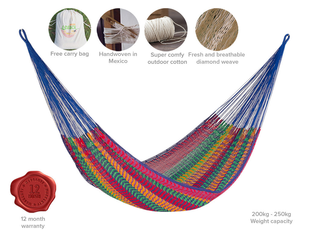 Hammocks & Accessories: Outdoor undercover cotton Mayan Legacy hammock King size Mexicana