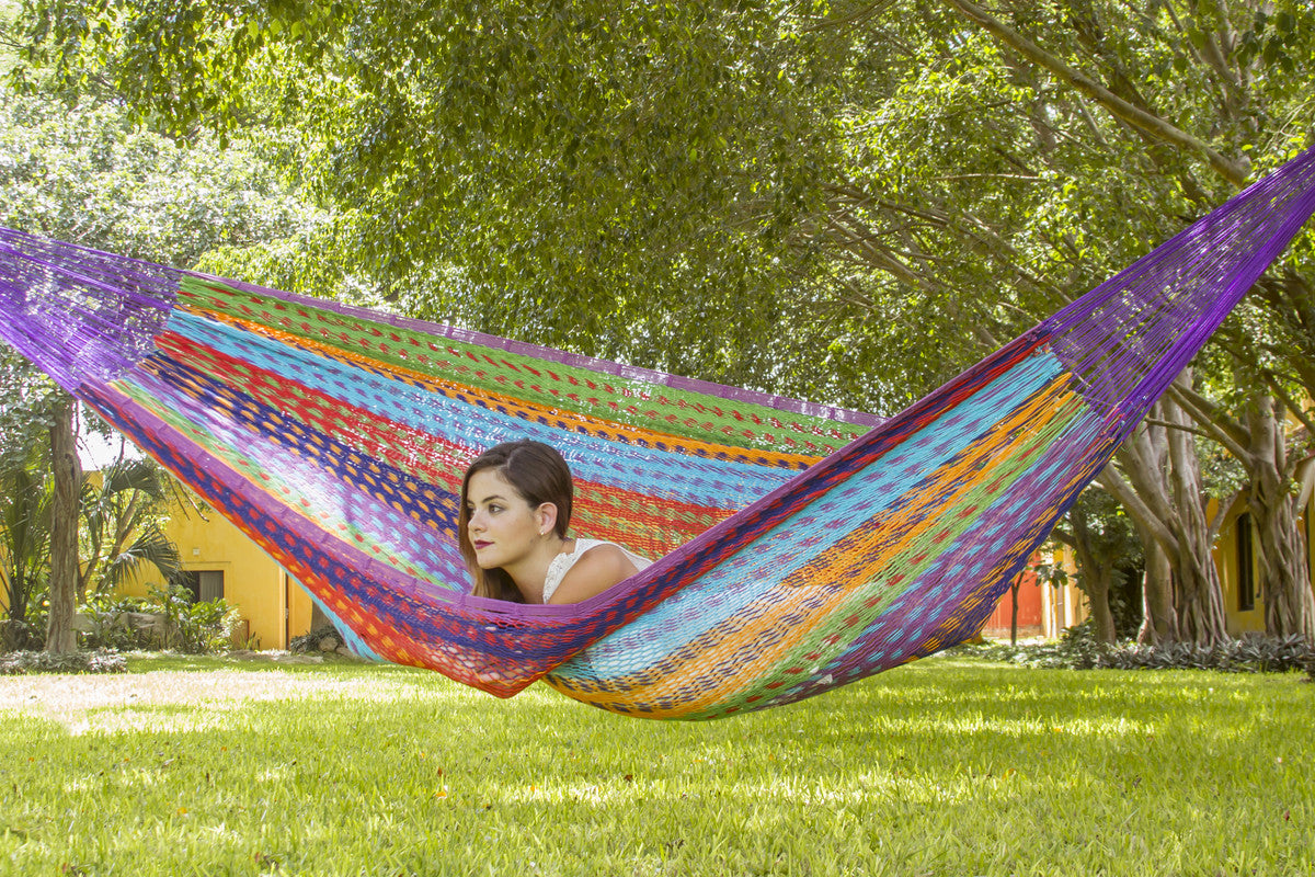 Hammocks & Accessories: Mayan Legacy Queen Size Outdoor Cotton Mexican Hammock in Colorina Colour