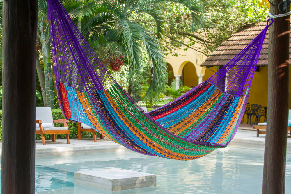 Hammocks & Accessories: Mayan Legacy Queen Size Outdoor Cotton Mexican Hammock in Colorina Colour
