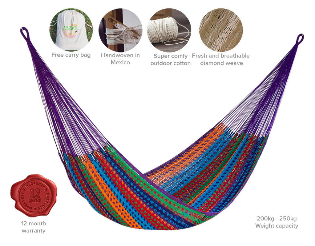 Hammocks & Accessories: Mayan Legacy Queen Size Outdoor Cotton Mexican Hammock in Colorina Colour