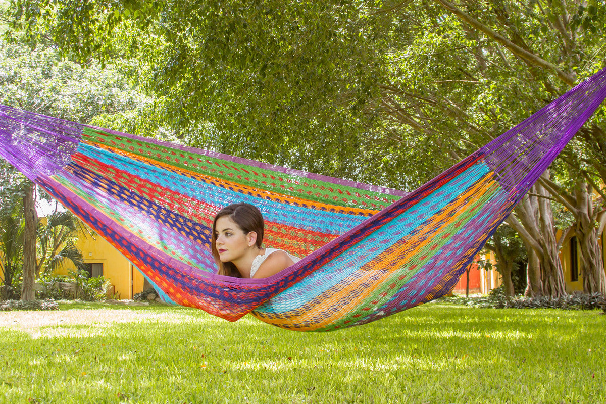 Hammocks & Accessories: Mayan Legacy Queen Size Outdoor Cotton Mexican Hammock in Colorina Colour