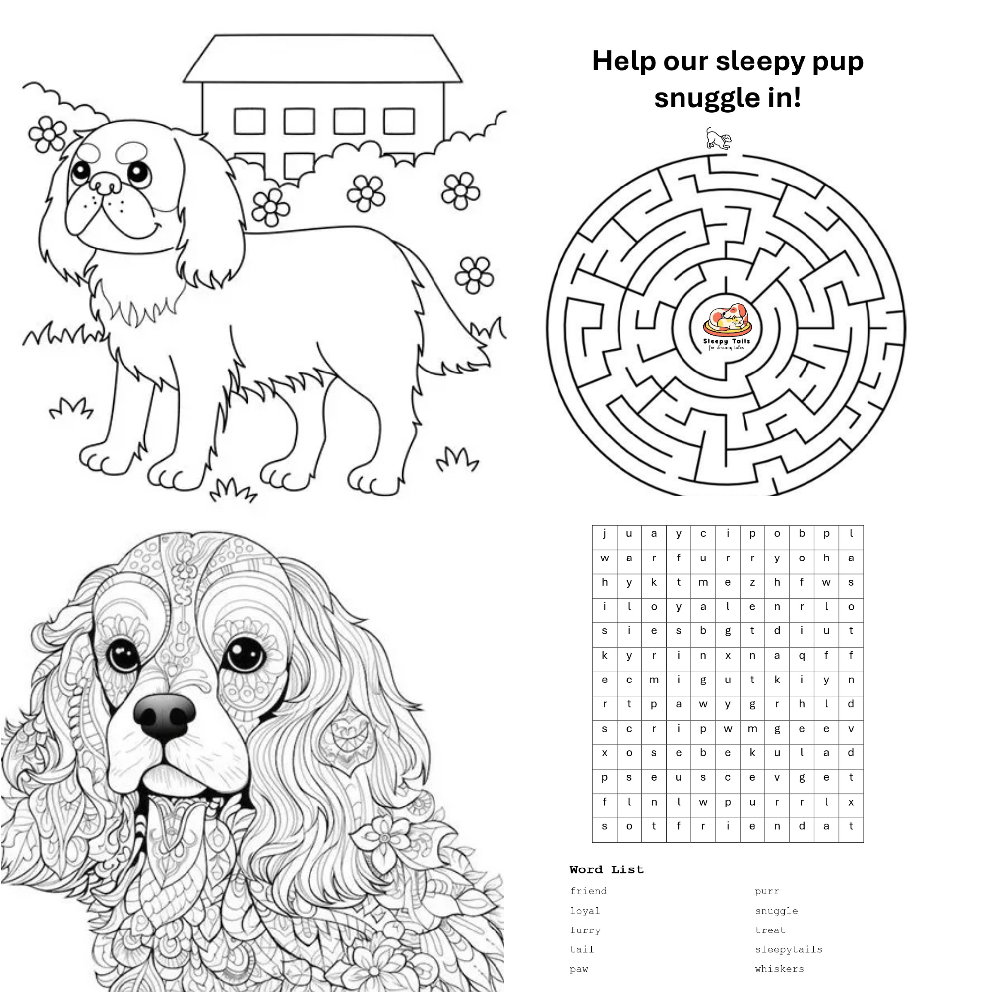Non-Fiction Books: Sleepy Tails - Mother and Baby - King Charles Spaniel