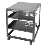 Bridges & Routers: Alston 12U Open Frame Server Rack Hifi Device Rack with Vented Shelves Heavy Duty 4-Post AV/IT Network Rack Free Standing with Lockable Casters