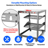Bridges & Routers: Alston 12U Open Frame Server Rack Hifi Device Rack with Vented Shelves Heavy Duty 4-Post AV/IT Network Rack Free Standing with Lockable Casters