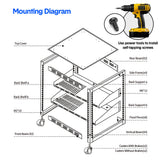 Bridges & Routers: Alston 12U Open Frame Server Rack Hifi Device Rack with Vented Shelves Heavy Duty 4-Post AV/IT Network Rack Free Standing with Lockable Casters