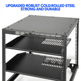 Bridges & Routers: Alston 12U Open Frame Server Rack Hifi Device Rack with Vented Shelves Heavy Duty 4-Post AV/IT Network Rack Free Standing with Lockable Casters