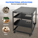Bridges & Routers: Alston 12U Open Frame Server Rack Hifi Device Rack with Vented Shelves Heavy Duty 4-Post AV/IT Network Rack Free Standing with Lockable Casters