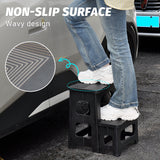 Mobility & Accessibility: Multipurpose Portable Folding 2 Step Stool Non-Slip PP Collapsible Step Ladder Stool For Office Garage Library Closet Bathroom Kitchen Household Car RV