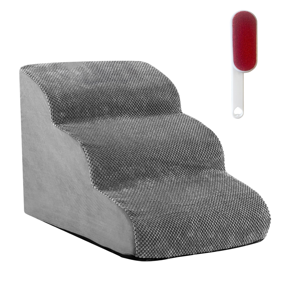 Dog Steps & Ramps: 3 Tiers Dog Ramp Non-Slip Pet Steps Cat Stairs Foam Soft Pet Slope Max 40LBS Load for High Beds Sofa Couches With Zippered Washable Corduroy Cover Indoor