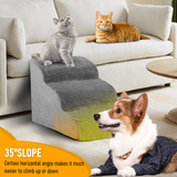 Dog Steps & Ramps: 3 Tiers Dog Ramp Non-Slip Pet Steps Cat Stairs Foam Soft Pet Slope Max 40LBS Load for High Beds Sofa Couches With Zippered Washable Corduroy Cover Indoor