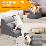 Dog Steps & Ramps: 3 Tiers Dog Ramp Non-Slip Pet Steps Cat Stairs Foam Soft Pet Slope Max 40LBS Load for High Beds Sofa Couches With Zippered Washable Corduroy Cover Indoor