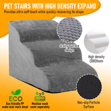 Dog Steps & Ramps: 3 Tiers Dog Ramp Non-Slip Pet Steps Cat Stairs Foam Soft Pet Slope Max 40LBS Load for High Beds Sofa Couches With Zippered Washable Corduroy Cover Indoor