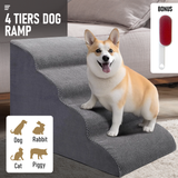 Dog Steps & Ramps: Non-Slip 4 Tiers Dog Ramp/Step/Stair Foam Dog Steps for High Beds or Couches