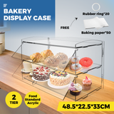 Bakeware & Accessories: Alston 2-Tier Bakery Display Case Cabinet Pastry Acrylic Cupcake Donuts Cake Pastry Clear Display Cabinet Shelf Transparent Showcase 225x485x330mm
