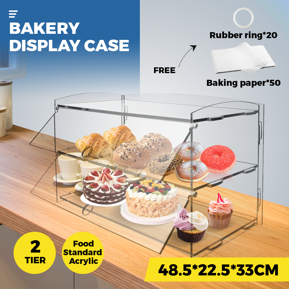 Bakeware & Accessories: Alston 2-Tier Bakery Display Case Cabinet Pastry Acrylic Cupcake Donuts Cake Pastry Clear Display Cabinet Shelf Transparent Showcase 225x485x330mm