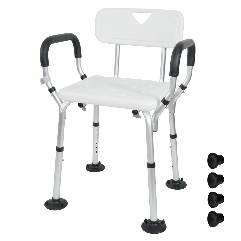 Mobility & Accessibility: Shower Seat Bath Chair Adjustable Height Non-Slip Shower Bathtub Seat with Padded Arms Removable Back for Elderly Medical Disabled Safety Bathroom