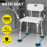 Mobility & Accessibility: Shower Seat Bath Chair Adjustable Height Non-Slip Shower Bathtub Seat with Padded Arms Removable Back for Elderly Medical Disabled Safety Bathroom