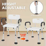 Mobility & Accessibility: Shower Seat Bath Chair Adjustable Height Non-Slip Shower Bathtub Seat with Padded Arms Removable Back for Elderly Medical Disabled Safety Bathroom