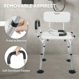 Mobility & Accessibility: Shower Seat Bath Chair Adjustable Height Non-Slip Shower Bathtub Seat with Padded Arms Removable Back for Elderly Medical Disabled Safety Bathroom