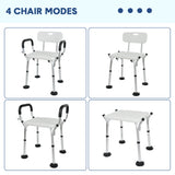 Mobility & Accessibility: Shower Seat Bath Chair Adjustable Height Non-Slip Shower Bathtub Seat with Padded Arms Removable Back for Elderly Medical Disabled Safety Bathroom