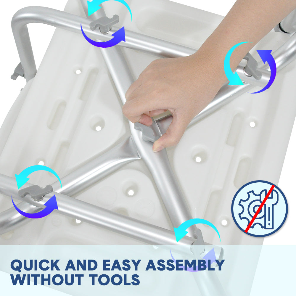 Mobility & Accessibility: Shower Seat Bath Chair Adjustable Height Non-Slip Shower Bathtub Seat with Padded Arms Removable Back for Elderly Medical Disabled Safety Bathroom