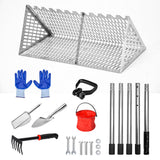 Outdoor Play Equipment: Beach Rake Stainless Steel Sand Flea Rake 140cm Long Detachable Handle and Shark Tooth Wide Sifter for Easy Sand Flea Removal with Bonus Basket and Tools