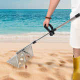 Outdoor Play Equipment: Beach Rake Stainless Steel Sand Flea Rake 140cm Long Detachable Handle and Shark Tooth Wide Sifter for Easy Sand Flea Removal with Bonus Basket and Tools