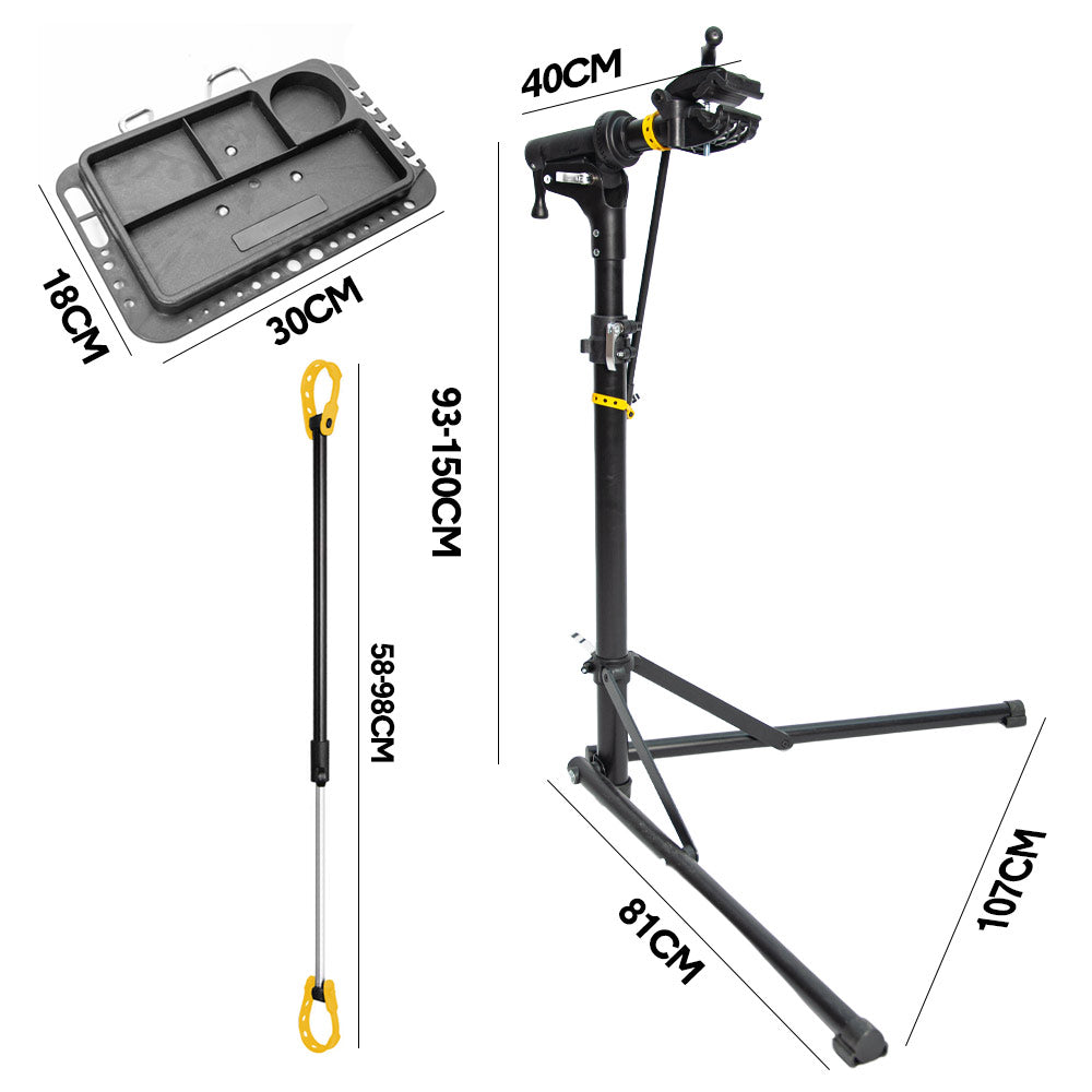 Bicycle Stands & Storage: Bike Repair Rack 360 Rotating 40 to 63Inch Height Adjustable Home Bicycle Mechanic Stand Anti-Slip Foldable Maintenance Stand with Tool Tray Max Load 60lbs