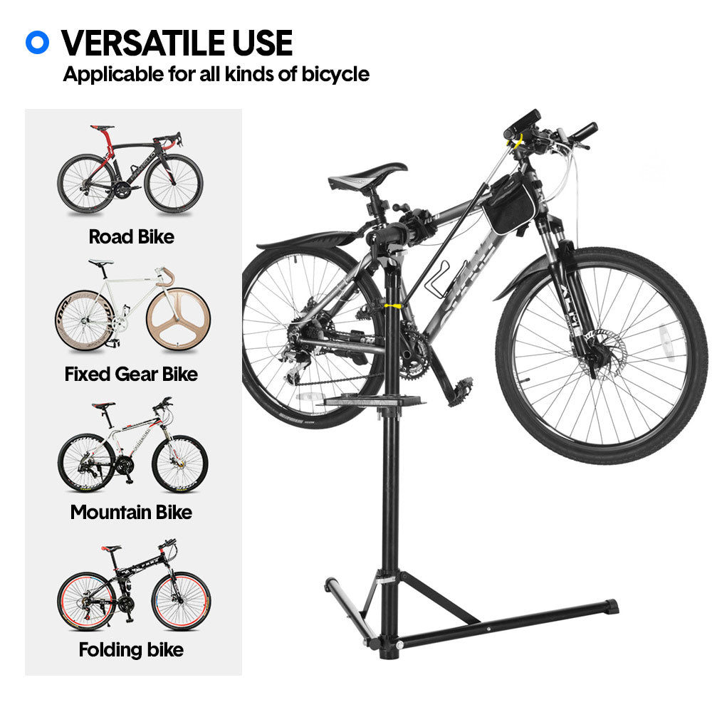 Bicycle Stands & Storage: Bike Repair Rack 360 Rotating 40 to 63Inch Height Adjustable Home Bicycle Mechanic Stand Anti-Slip Foldable Maintenance Stand with Tool Tray Max Load 60lbs