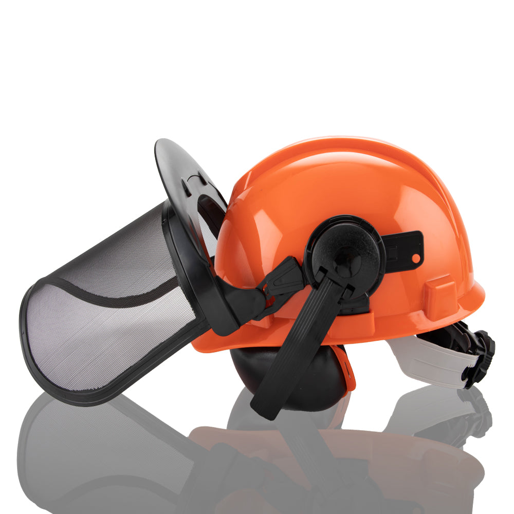 Work Safety Protective Equipment: Chainsaw Brushcutter Hard Hat Safety Helmet Face Shield With Visor & Ear Muffs For Landscaping Gardening Lawn Mowing Edge Trimming CE Approved