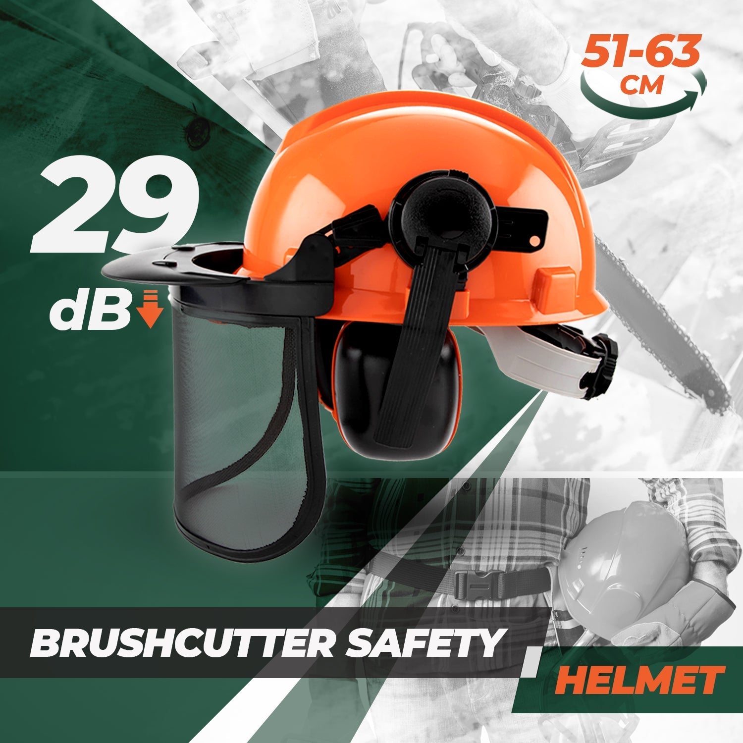 Work Safety Protective Equipment: Chainsaw Brushcutter Hard Hat Safety Helmet Face Shield With Visor & Ear Muffs For Landscaping Gardening Lawn Mowing Edge Trimming CE Approved