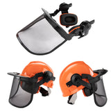 Work Safety Protective Equipment: Chainsaw Brushcutter Hard Hat Safety Helmet Face Shield With Visor & Ear Muffs For Landscaping Gardening Lawn Mowing Edge Trimming CE Approved